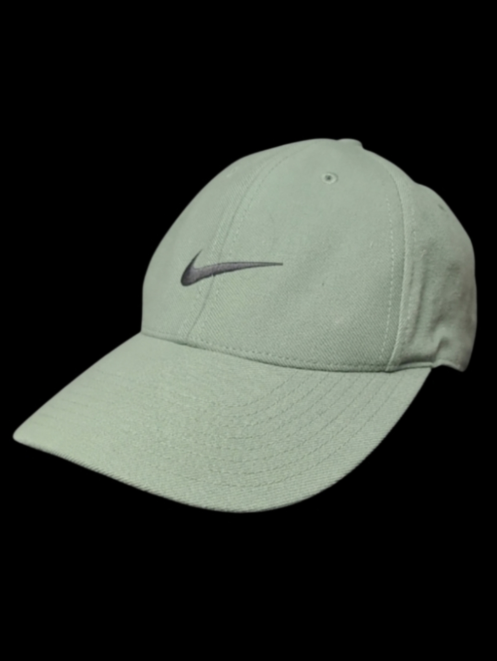 NIKE GREEN WOOL CAP WITH BLACK SWOOSH - FITTED SIZE-7